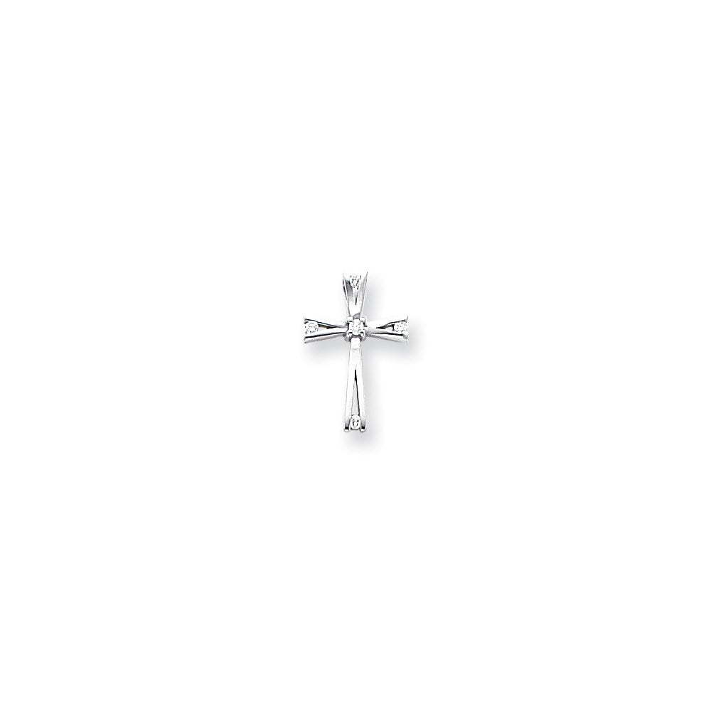 14K Weißgold Kreuzanhänger mit Diamant, 0,08 ct