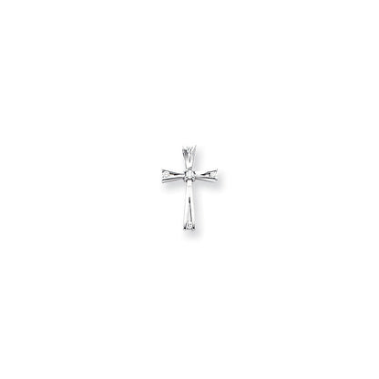 14K Weißgold Kreuzanhänger mit Diamant, 0,08 ct