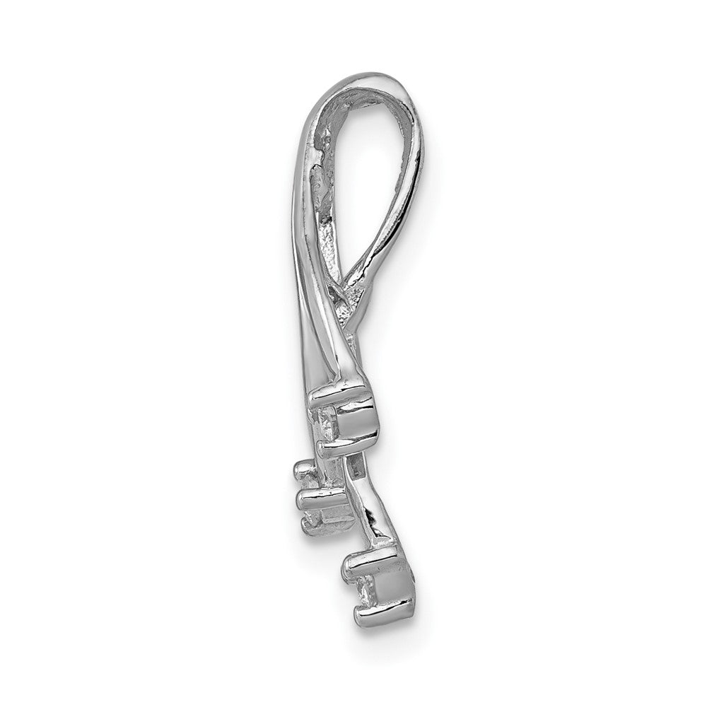 14K Weißgold AAA-Diamant-Anhänger mit 3 gedrehten 1,6-mm-Steinen zum Aufschieben für Ketten