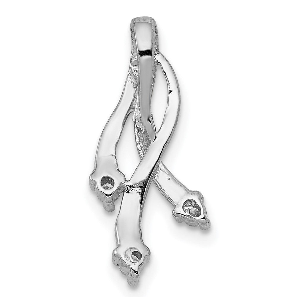 14K Weißgold AAA-Diamant-Anhänger mit 3 gedrehten 1,6-mm-Steinen zum Aufschieben für Ketten