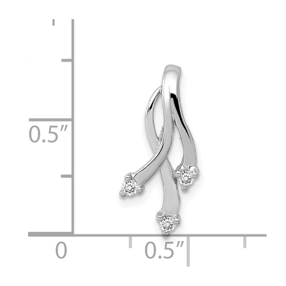 14K Weißgold Anhänger mit gedrehter Kette und 3 Diamanten, 1,6 mm