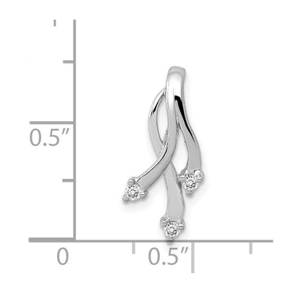 14K Weißgold Anhänger mit gedrehter Kette und 3 Diamanten, 1,6 mm