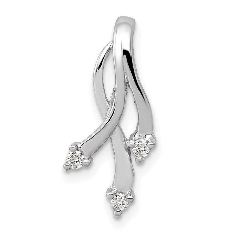 14K Weißgold Anhänger mit gedrehter Kette und 3 Diamanten, 1,6 mm