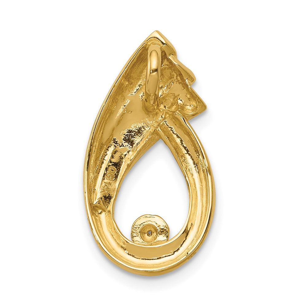 14K Gelbgold 1.4mm Aa Echt Diamant Fantasie Tropfen Kette Anhänger