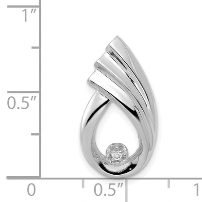 14K Weißgold 1,4-mm-Kettenanhänger „Fantasie-Tropfen" mit AA-Diamant