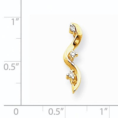14K Gold Diamant-Dreisteinanhänger