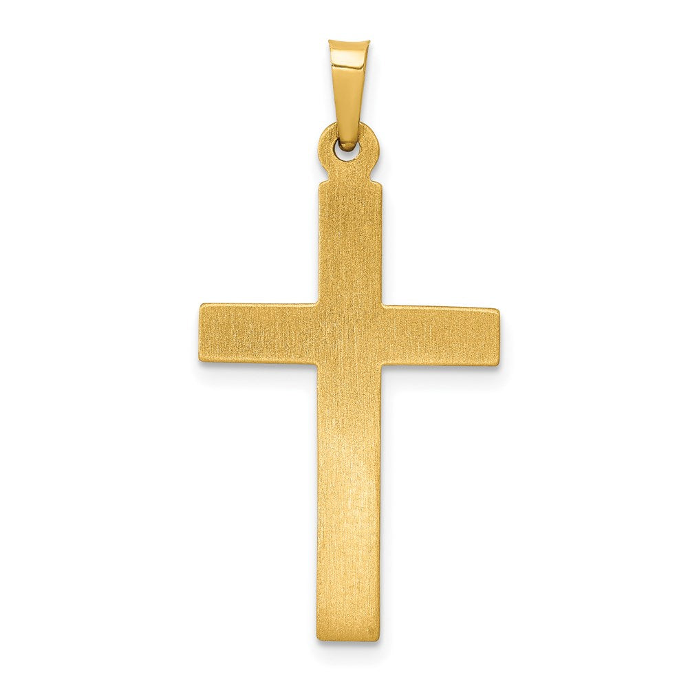 14K Gelbgold Kreuz-Anhänger mit strukturiertem und poliertem Finish und Diamanten
