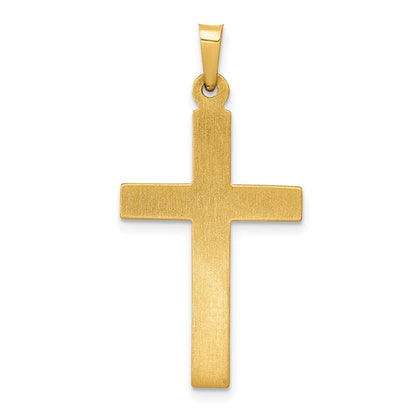 14K Gelbgold Kreuz-Anhänger mit strukturiertem und poliertem Finish und Diamanten