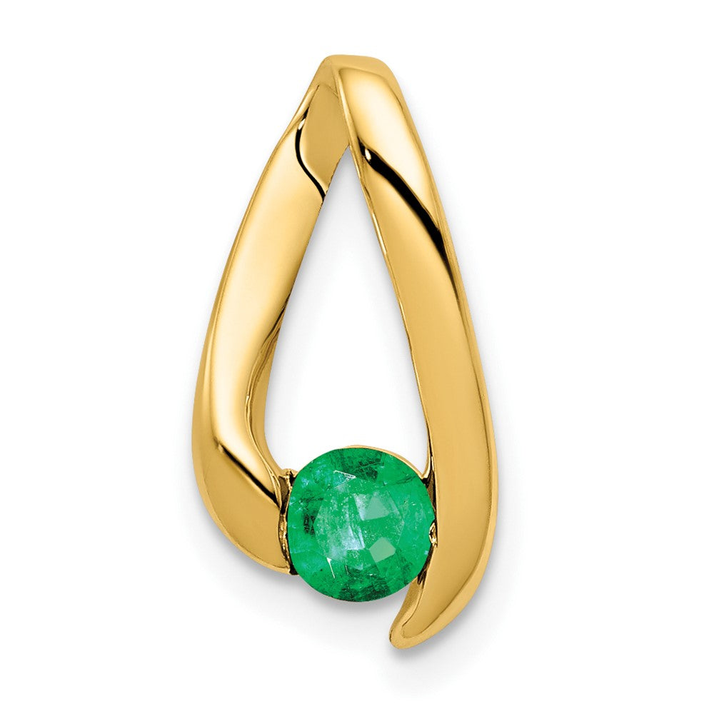 14K Gelbgold 4mm Smaragd-Anhänger