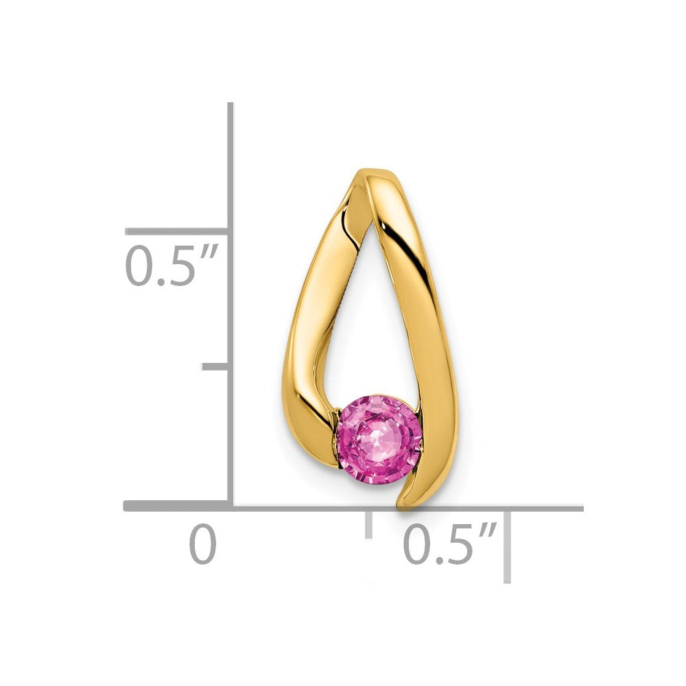 14K 4 mm Rosa-Saphir-Anhänger