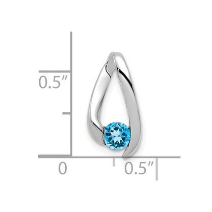 14K Weißgold Anhänger mit blauem Topas, 4 mm