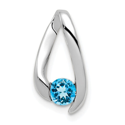 14K Weißgold Anhänger mit blauem Topas, 4 mm