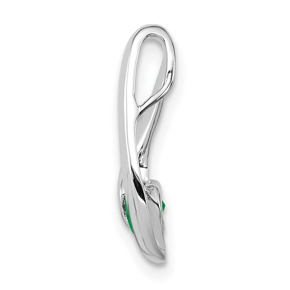 14K Weißgold Smaragd-Anhänger, 4 mm