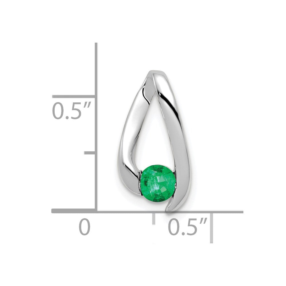 14K Weißgold Smaragd-Anhänger, 4 mm