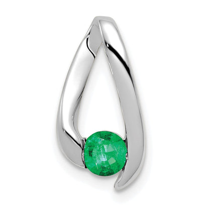 14K Weißgold Smaragd-Anhänger, 4 mm