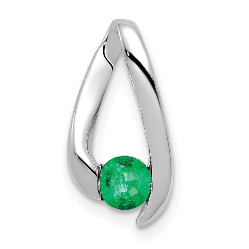 14K Weißgold Smaragd-Anhänger, 4 mm