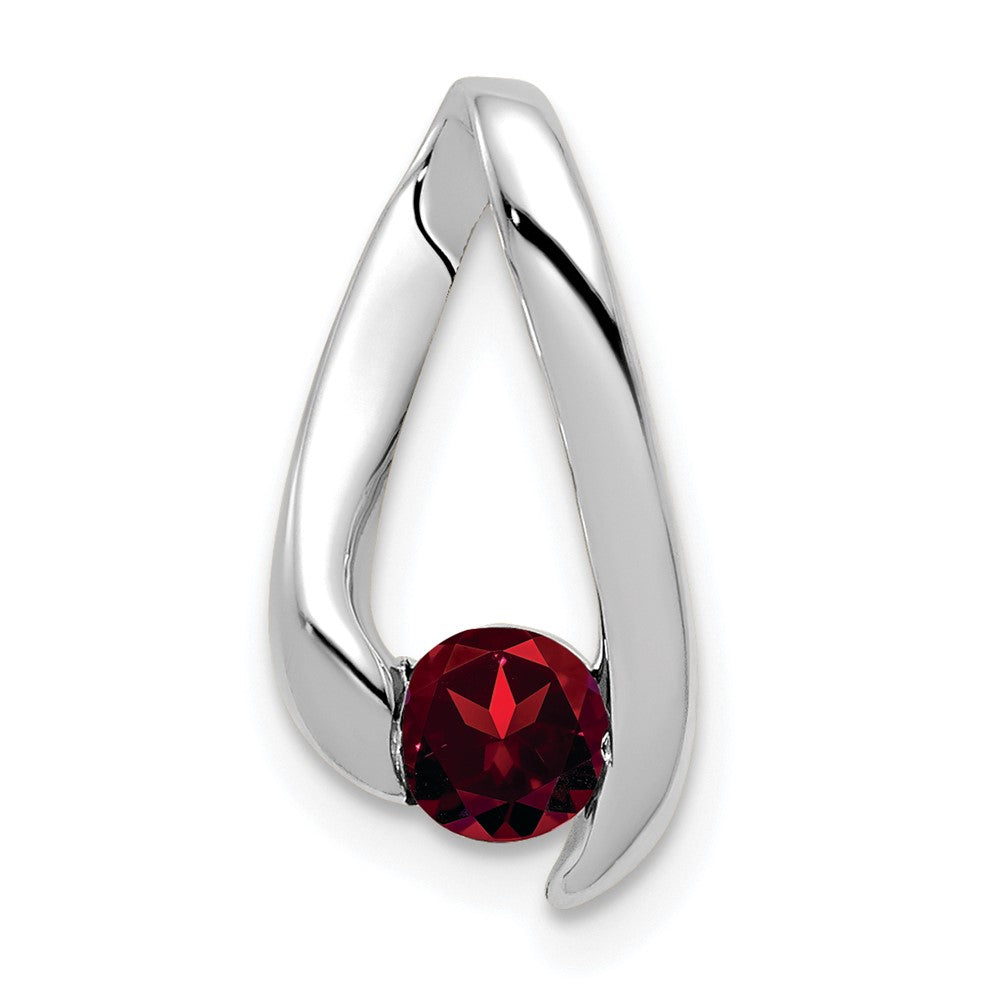 14K Weißgold Anhänger mit 4-mm-Granat