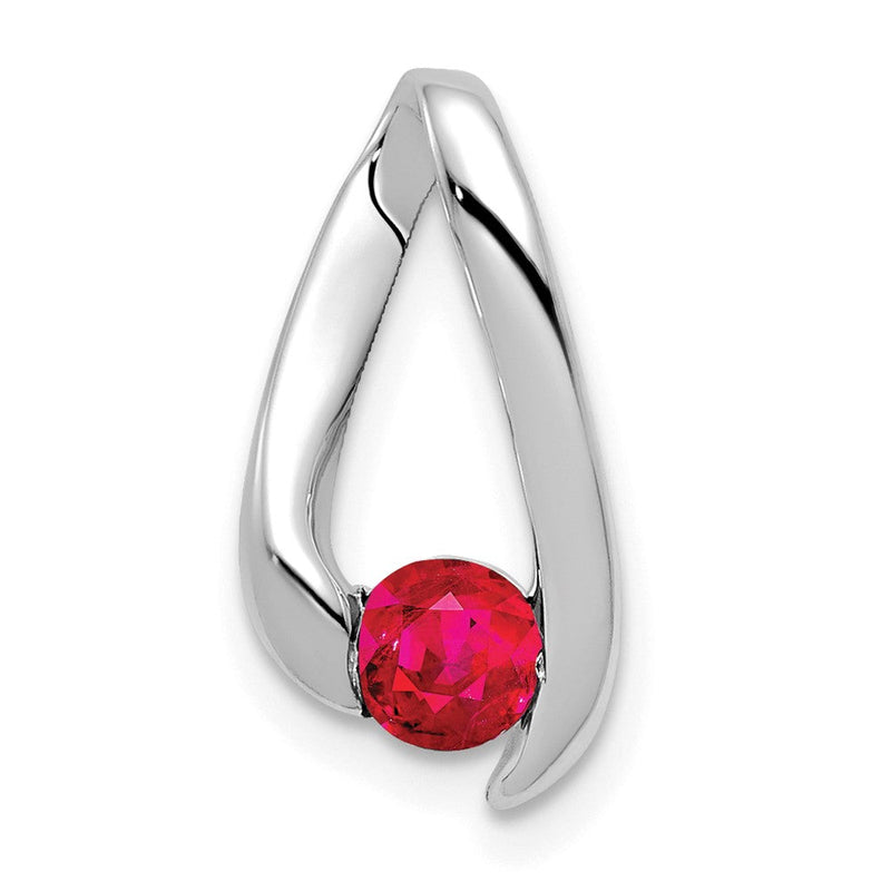 14K Weißgold Rubin-Anhänger