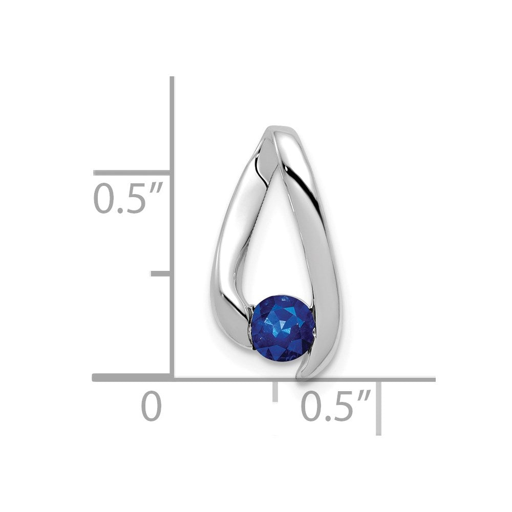 14K Weißgold Anhänger mit Saphir, 4 mm