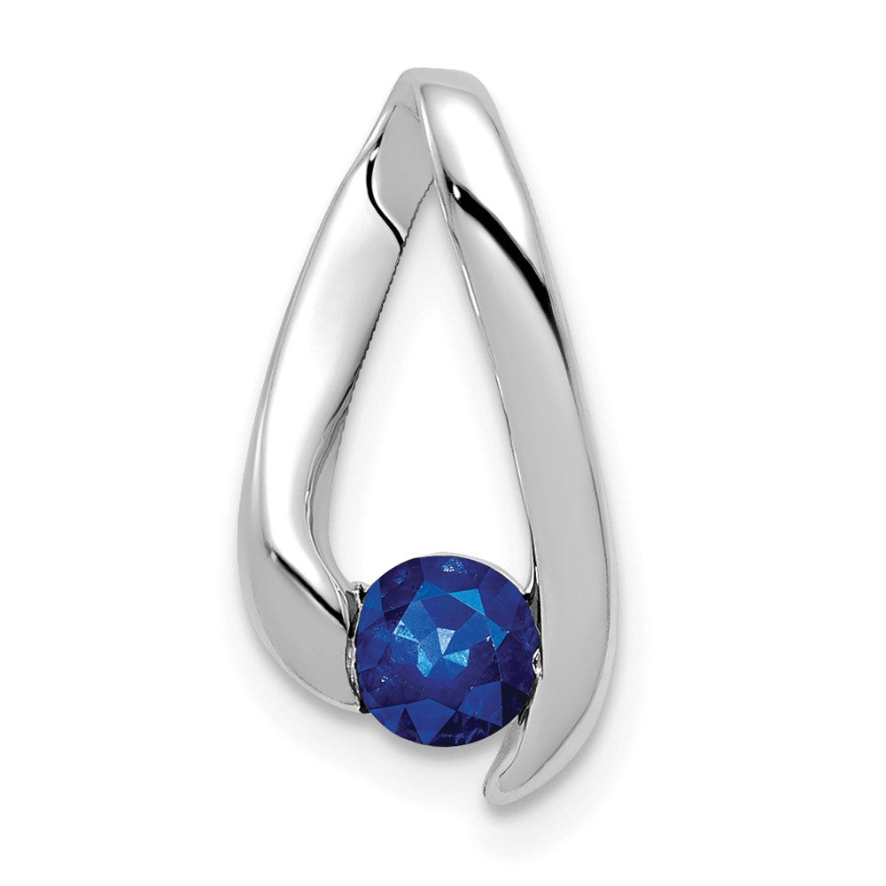 14K Weißgold Anhänger mit Saphir, 4 mm
