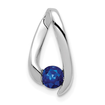14K Weißgold Anhänger mit Saphir, 4 mm