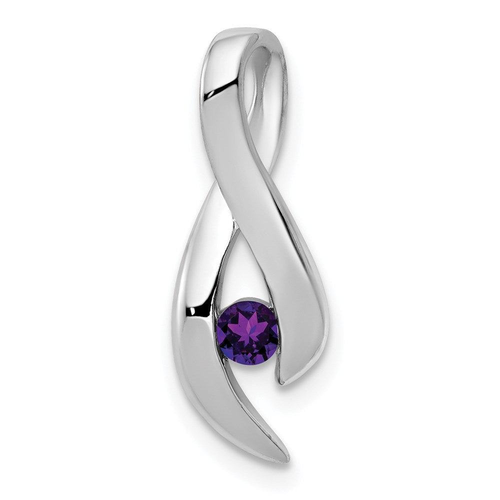 14K Weißgold 3mm Amethyst-Anhänger