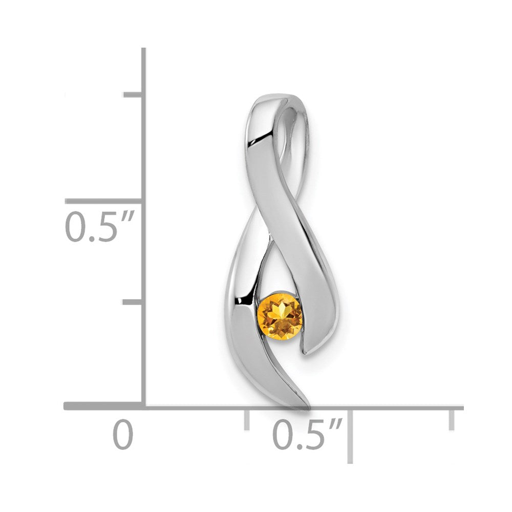 14K Weißgold Citrin-Anhänger, 3 mm