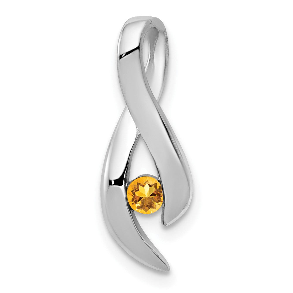 14K Weißgold Citrin-Anhänger, 3 mm