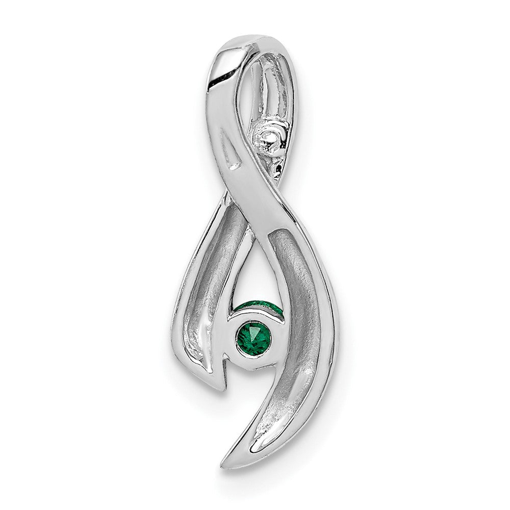 14K Weißgold 3-mm-Smaragd-Anhänger