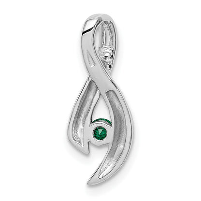 14K Weißgold 3-mm-Smaragd-Anhänger