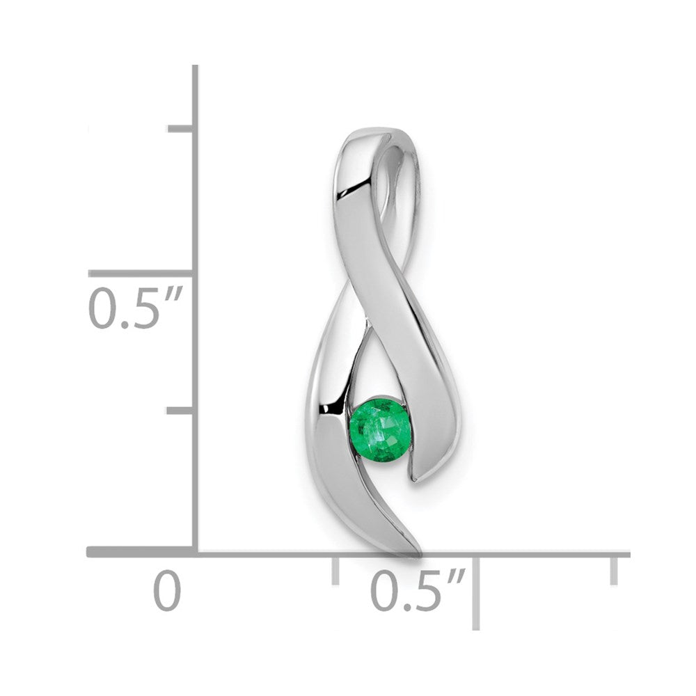 14K Weißgold 3-mm-Smaragd-Anhänger