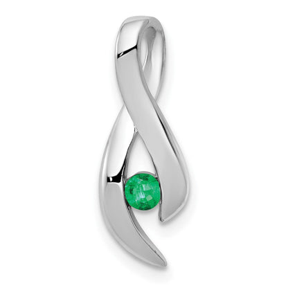 14K Weißgold 3-mm-Smaragd-Anhänger