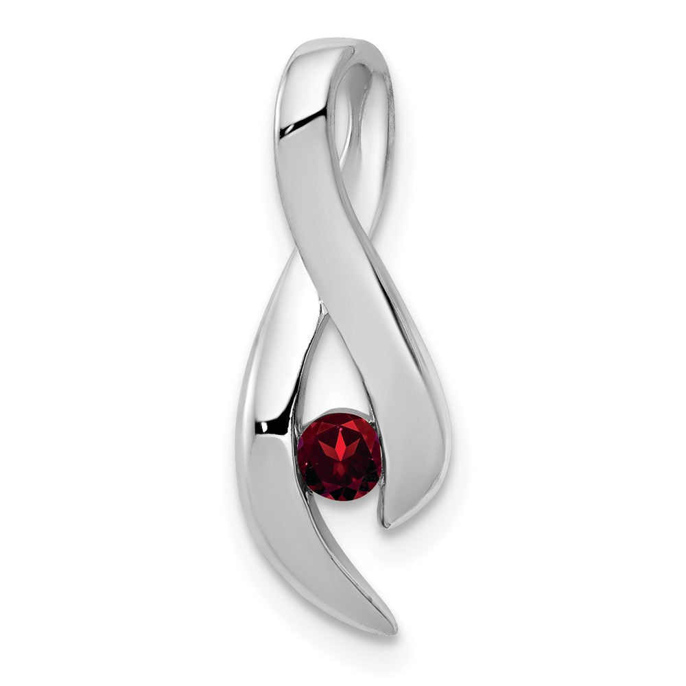 14K Weißgold Anhänger mit Granat, 3 mm