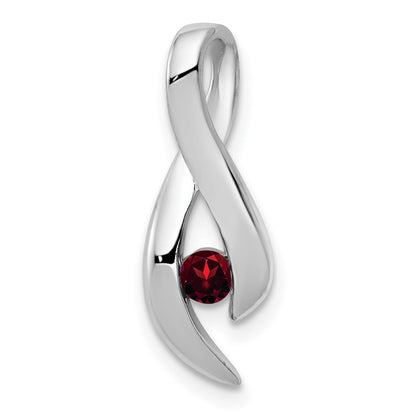 14K Weißgold Anhänger mit Granat, 3 mm