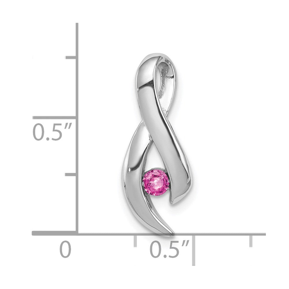 14K Weißgold Anhänger mit rosa Saphir, 3 mm