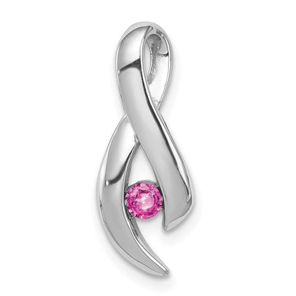 14K Weißgold Anhänger mit rosa Saphir, 3 mm