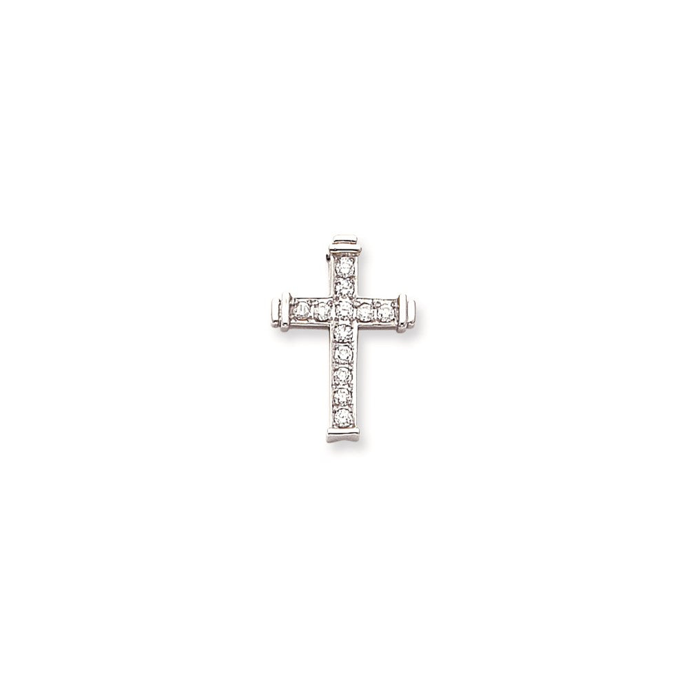 14K Weißgold AA Echtdiamant-Kreuzanhänger