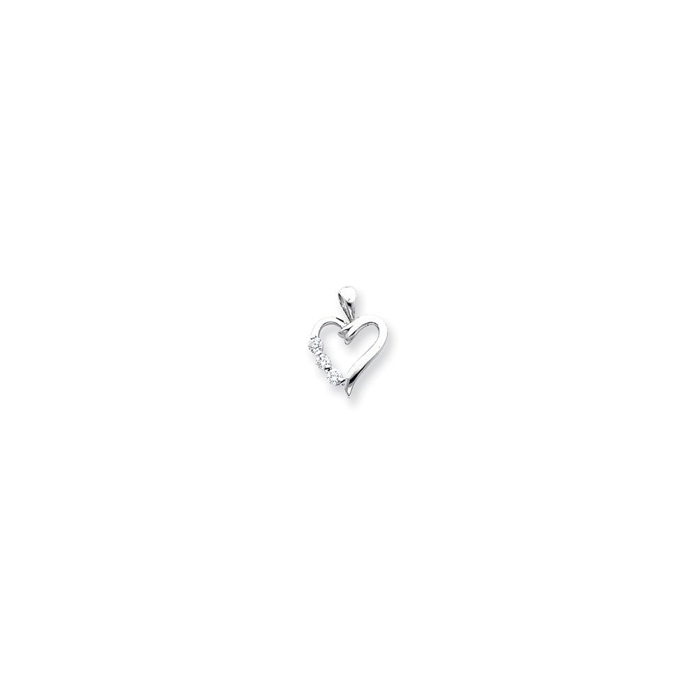 14K Weißgold AAA-Diamant-Herzanhänger