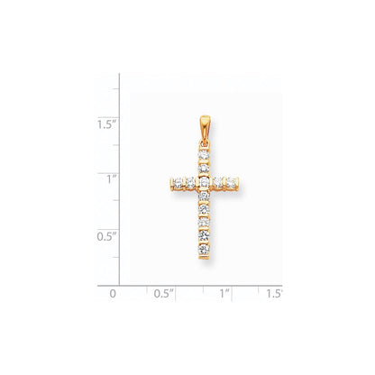14K Gelbgold Diamant-Kreuzanhänger im lateinischen Stil