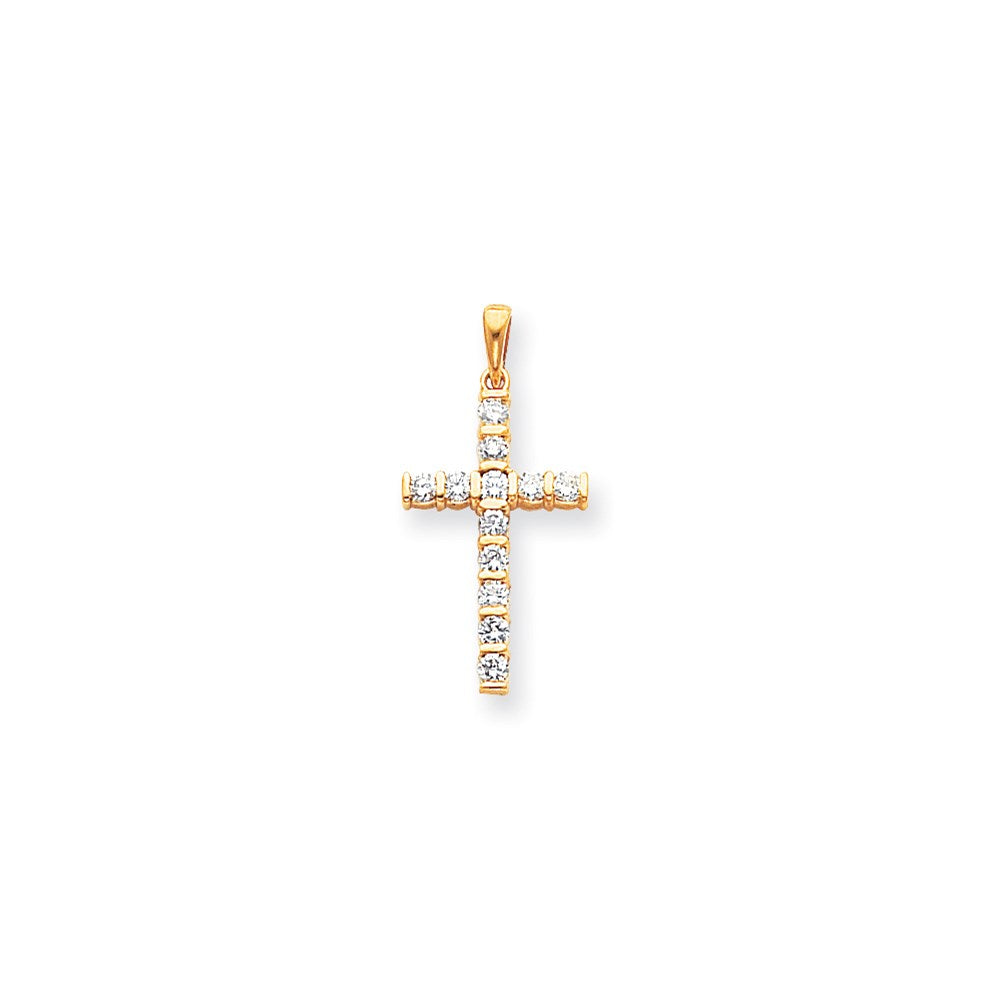 14K Gelbgold Diamant-Kreuzanhänger im lateinischen Stil
