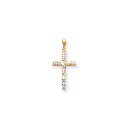 14K Gelbgold Diamant-Kreuzanhänger im lateinischen Stil