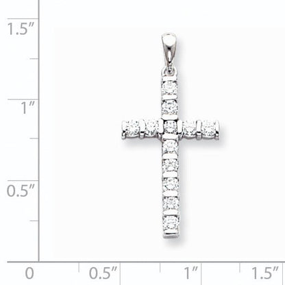 14K Weißgold Diamant-Kreuzanhänger