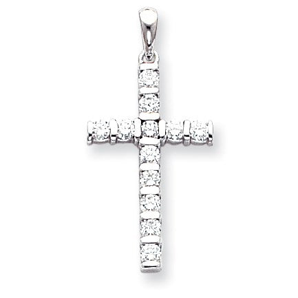 14K Weißgold Diamant-Kreuzanhänger