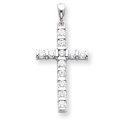 14K Weißgold Diamant-Kreuzanhänger