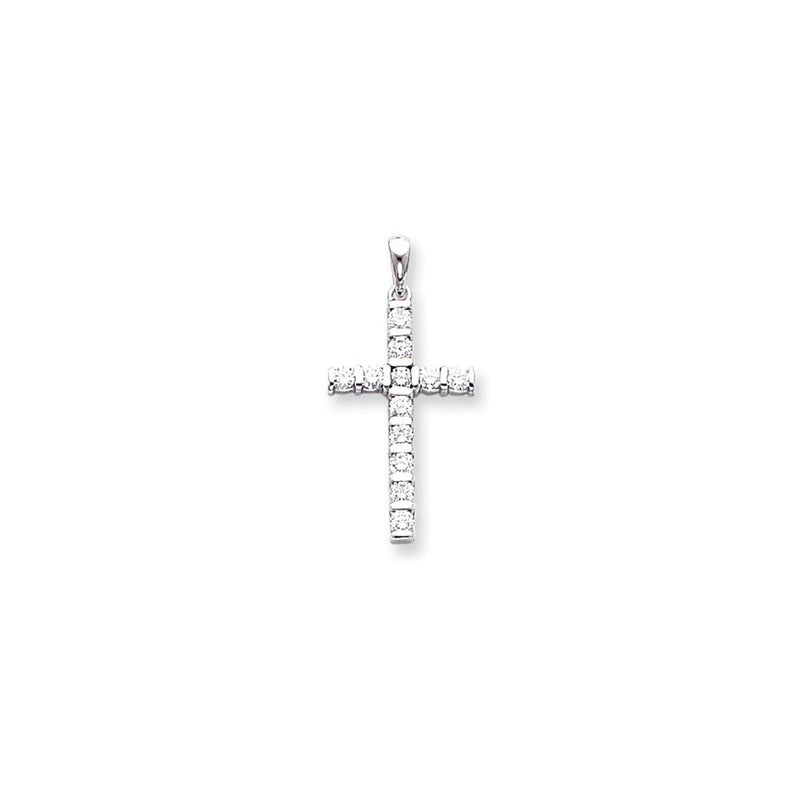 14K Weißgold Diamant-Kreuzanhänger