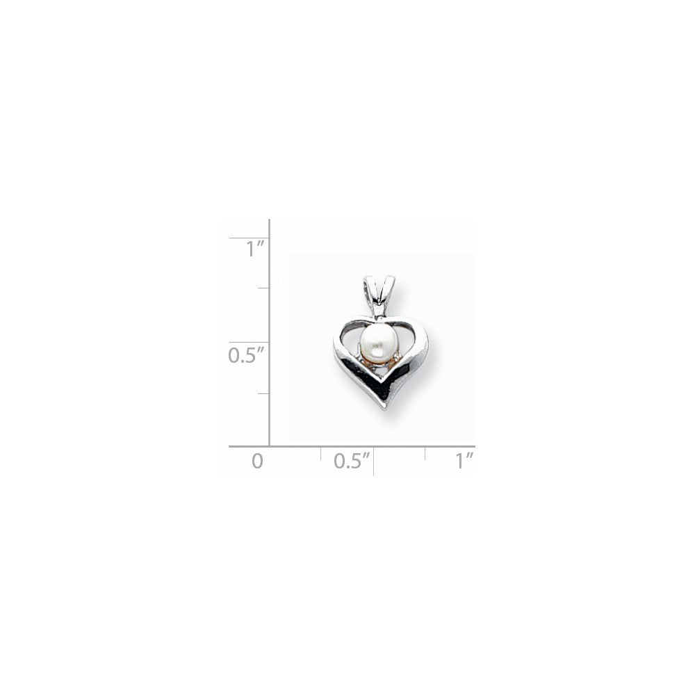 14k Weißgold Herz-Anhänger mit FW Cultured Zuchtperle und Diamant