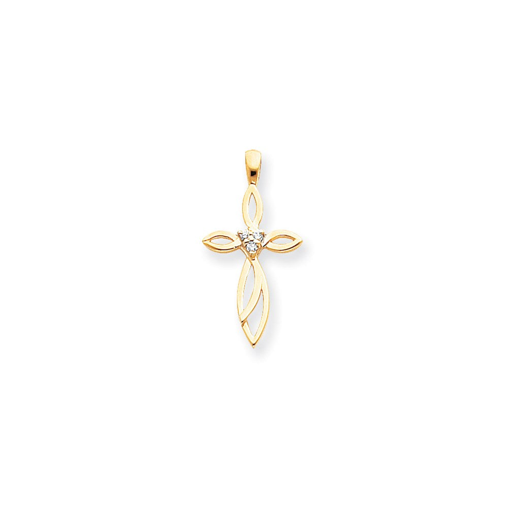 14K Diamant-Kreuzanhänger