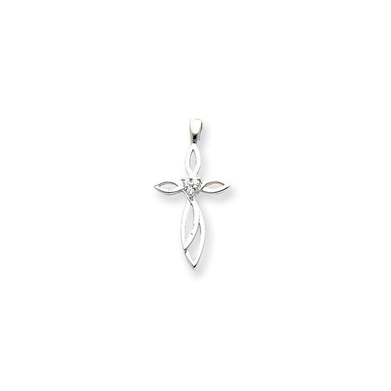 14K Weißgold Kreuzanhänger mit VS-Diamant