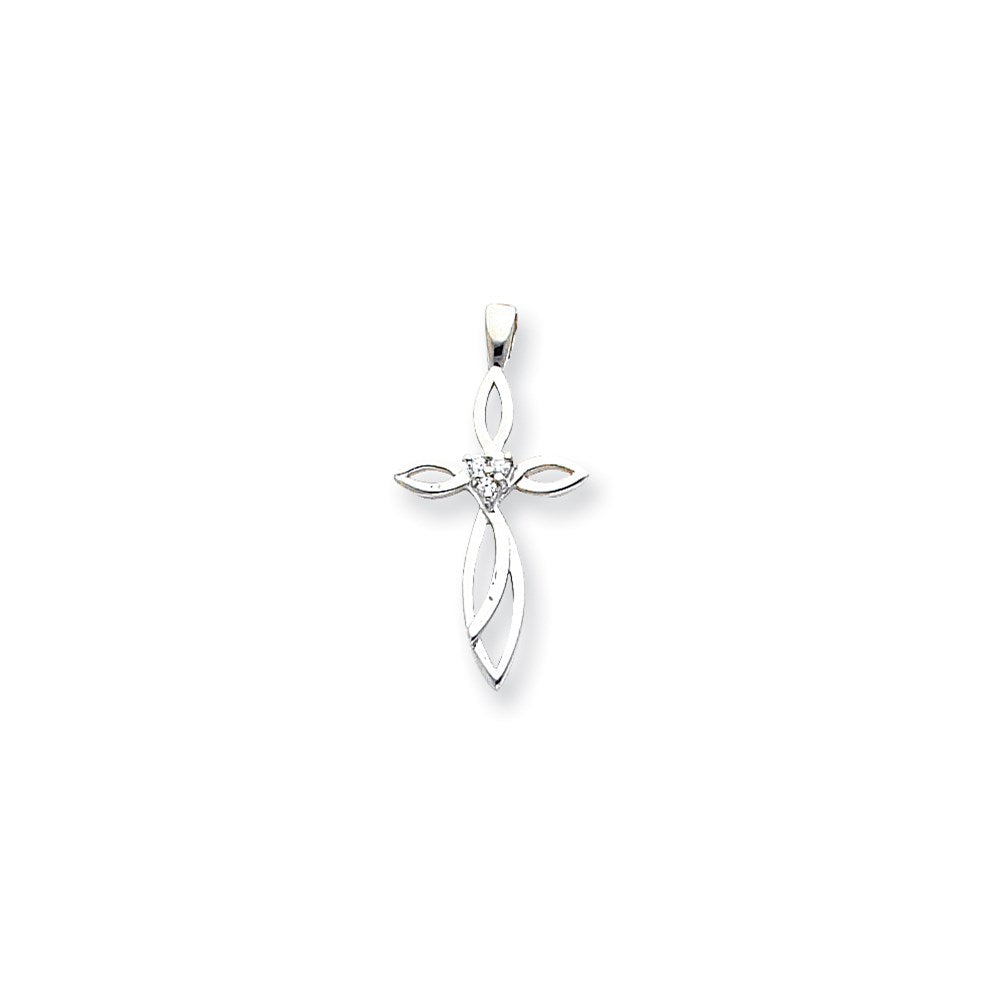 14K Weißgold Diamant-Kreuzanhänger