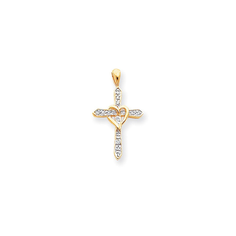 14K Kreuzanhänger mit AA-Diamant